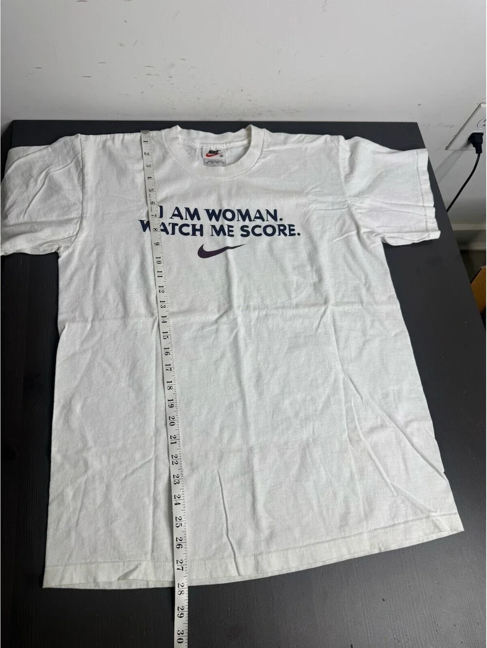 90’s Rare Nike “I Am Woman. Watch Me Score.” White Graphic T-Shirt